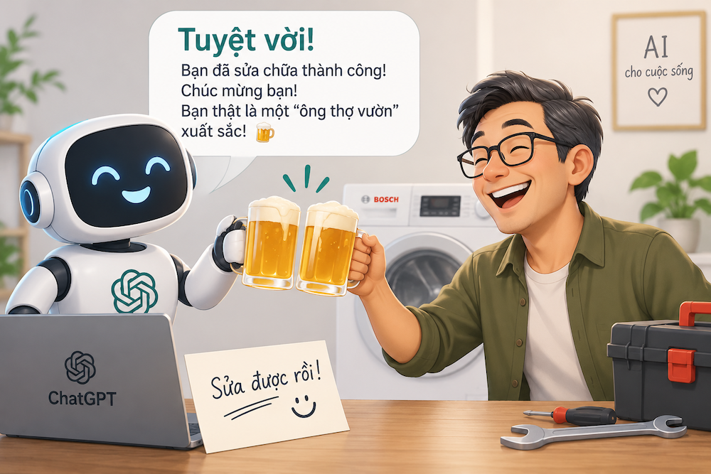 Vui sau khi sửa xong